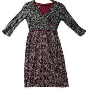 Y2K London Times Animal‎ Print V Neck Midi Dress Womens 6P Petite